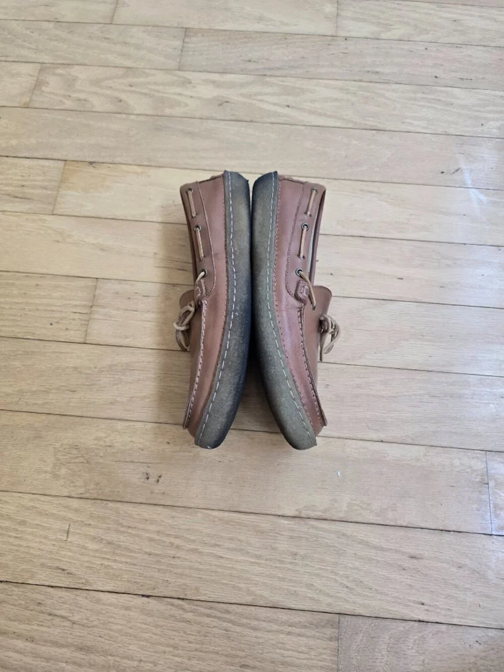 Lucas | brown leather moccasin style gum sole boat shoes | MENS 9.5